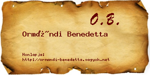 Ormándi Benedetta névjegykártya
